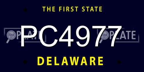 PC4977 Delaware License Plate