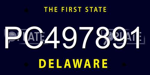 PC497891 Delaware License Plate