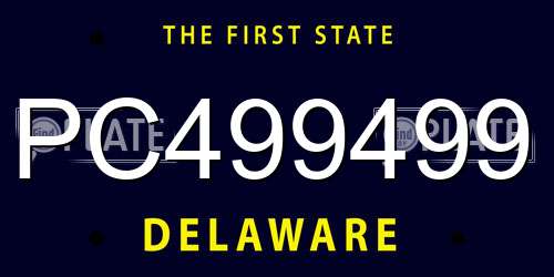 PC499499 Delaware License Plate