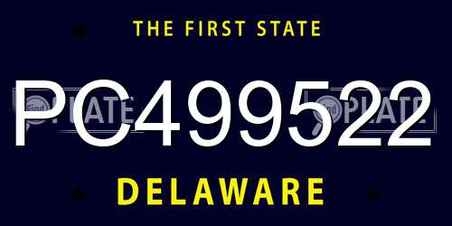 PC499522 Delaware License Plate