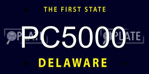 PC5000 Delaware License Plate