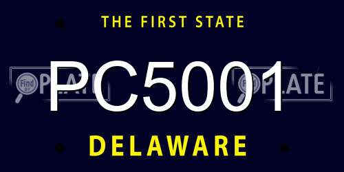 PC5001 Delaware License Plate