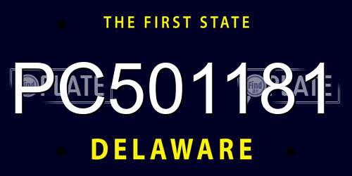 PC501181 Delaware License Plate