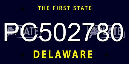 PC502780 Delaware License Plate