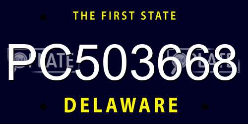 PC503668 Delaware License Plate