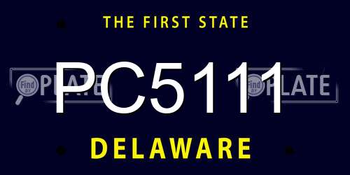 PC5111 Delaware License Plate