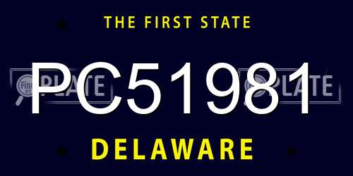 PC51981 Delaware License Plate