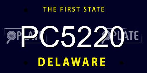 PC5220 Delaware License Plate