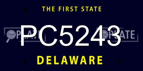 PC5243 Delaware License Plate