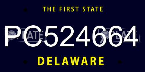 PC524664 Delaware License Plate