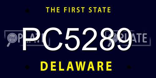PC5289 Delaware License Plate