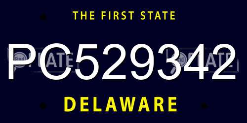 PC529342 Delaware License Plate