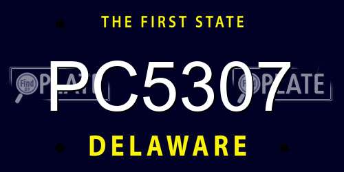 PC5307 Delaware License Plate