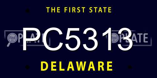 PC5313 Delaware License Plate