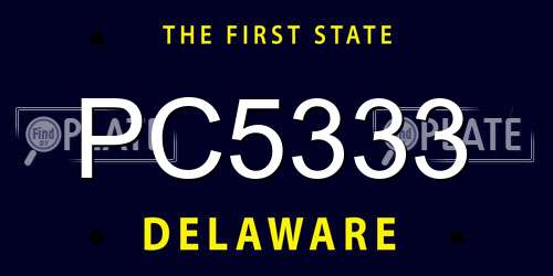 PC5333 Delaware License Plate