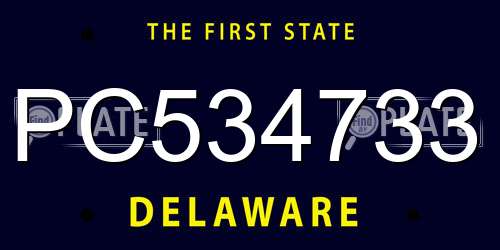 PC534733 Delaware License Plate