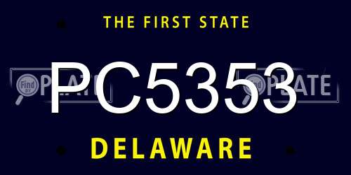PC5353 Delaware License Plate