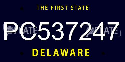 PC537247 Delaware License Plate