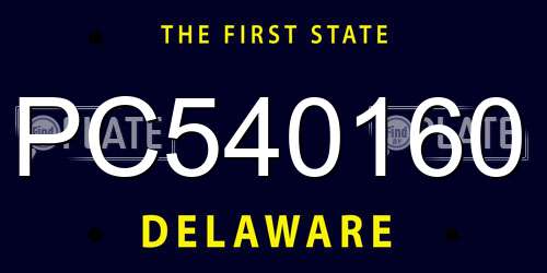 PC540160 Delaware License Plate