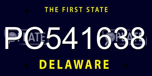 PC541638 Delaware License Plate