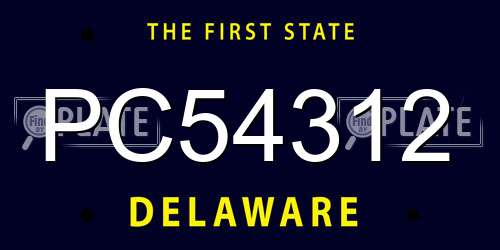 PC54312 Delaware License Plate