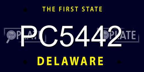 PC5442 Delaware License Plate