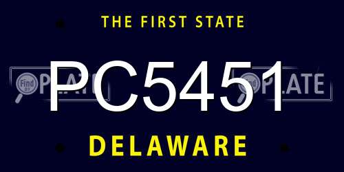 PC5451 Delaware License Plate