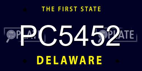 PC5452 Delaware License Plate