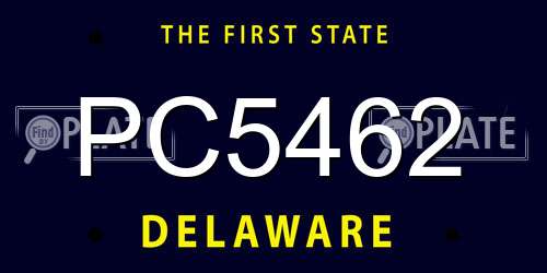 PC5462 Delaware License Plate