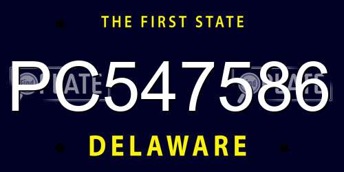 PC547586 Delaware License Plate