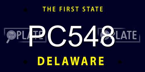 PC548 Delaware License Plate
