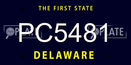 PC5481 Delaware License Plate