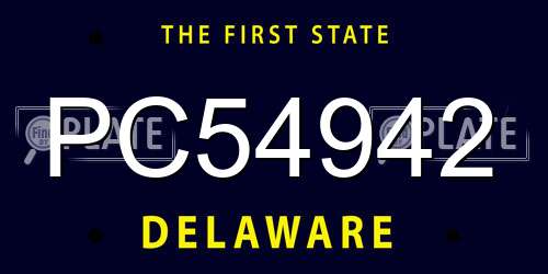PC54942 Delaware License Plate