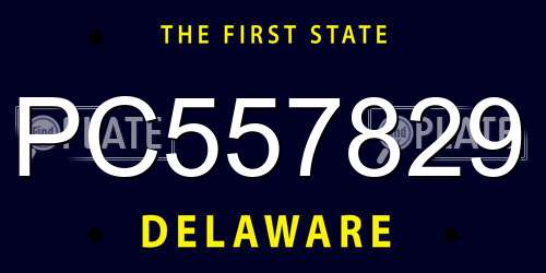 PC557829 Delaware License Plate