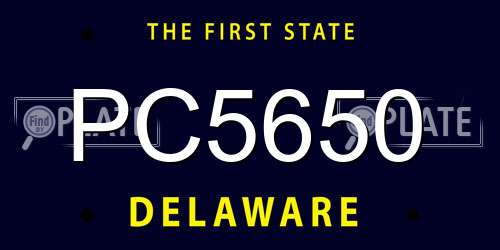 PC5650 Delaware License Plate