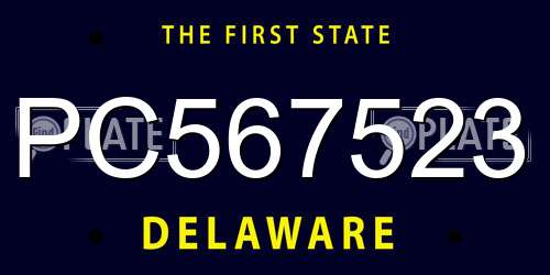 PC567523 Delaware License Plate