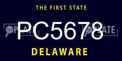PC5678 Delaware License Plate