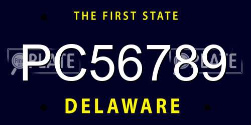 PC56789 Delaware License Plate