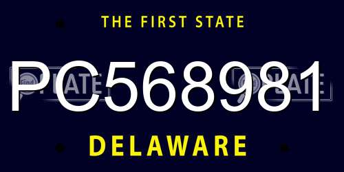 PC568981 Delaware License Plate