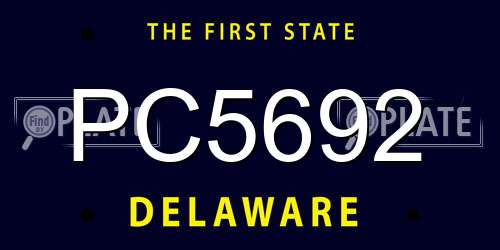 PC5692 Delaware License Plate