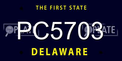 PC5703 Delaware License Plate