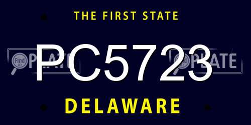 PC5723 Delaware License Plate