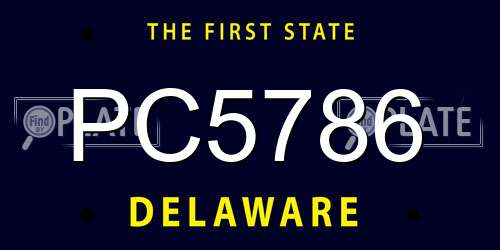 PC5786 Delaware License Plate