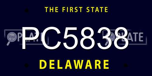 PC5838 Delaware License Plate