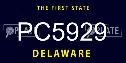 PC5929 Delaware License Plate