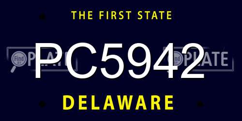 PC5942 Delaware License Plate