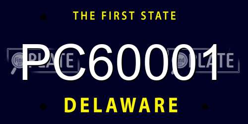 PC60001 Delaware License Plate