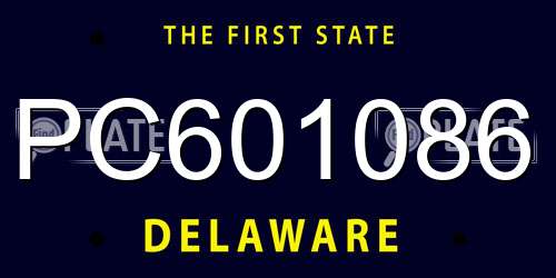 PC601086 Delaware License Plate