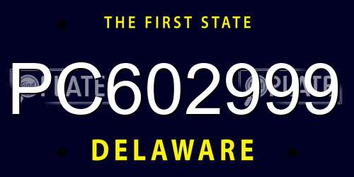 PC602999 Delaware License Plate