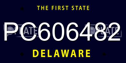 PC606482 Delaware License Plate